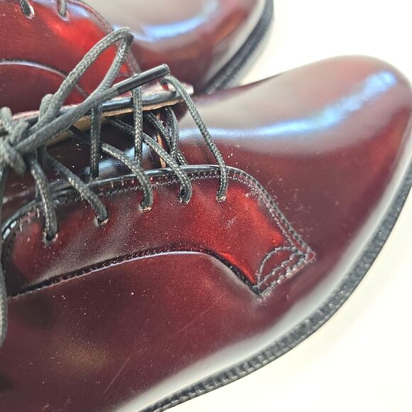Johnston Murphy Men\'s 8.5 D Burgundy Leather Plain Toe Blucher Derby Dress Shoes main image 5